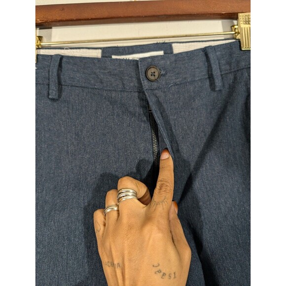 Zara Pants Men Sz 31 Heathered Navy Slim Fit Ankle Trousers Business Casual - Picture 3 of 12